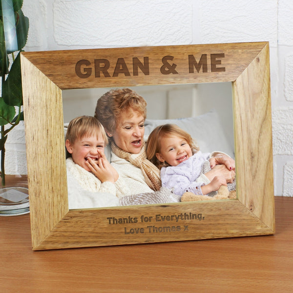 Personalised Gran & Me 7x5 Landscape Wooden Photo Frame