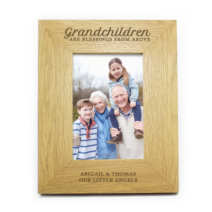 Personalised "Grandchildren Are A Blessing" 4x6 Oak Finish Photo Frame