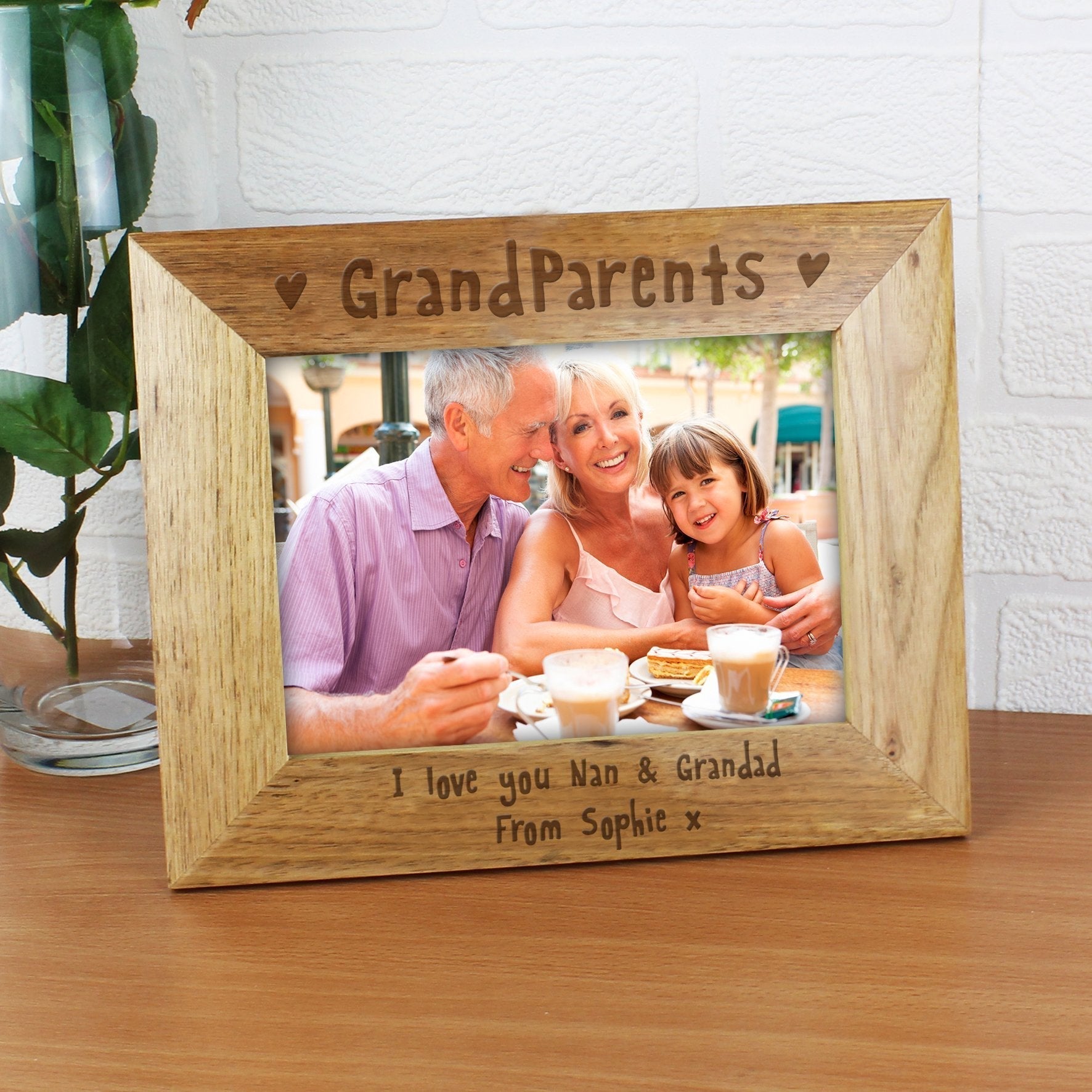 Personalised Grandparents 7x5 Landscape Wooden Photo Frame