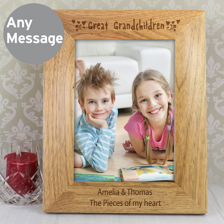 Personalised Great Grandchilden 5x7 Wooden Photo Frame