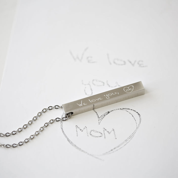 Personalised Handwriting Bar Necklace Silver