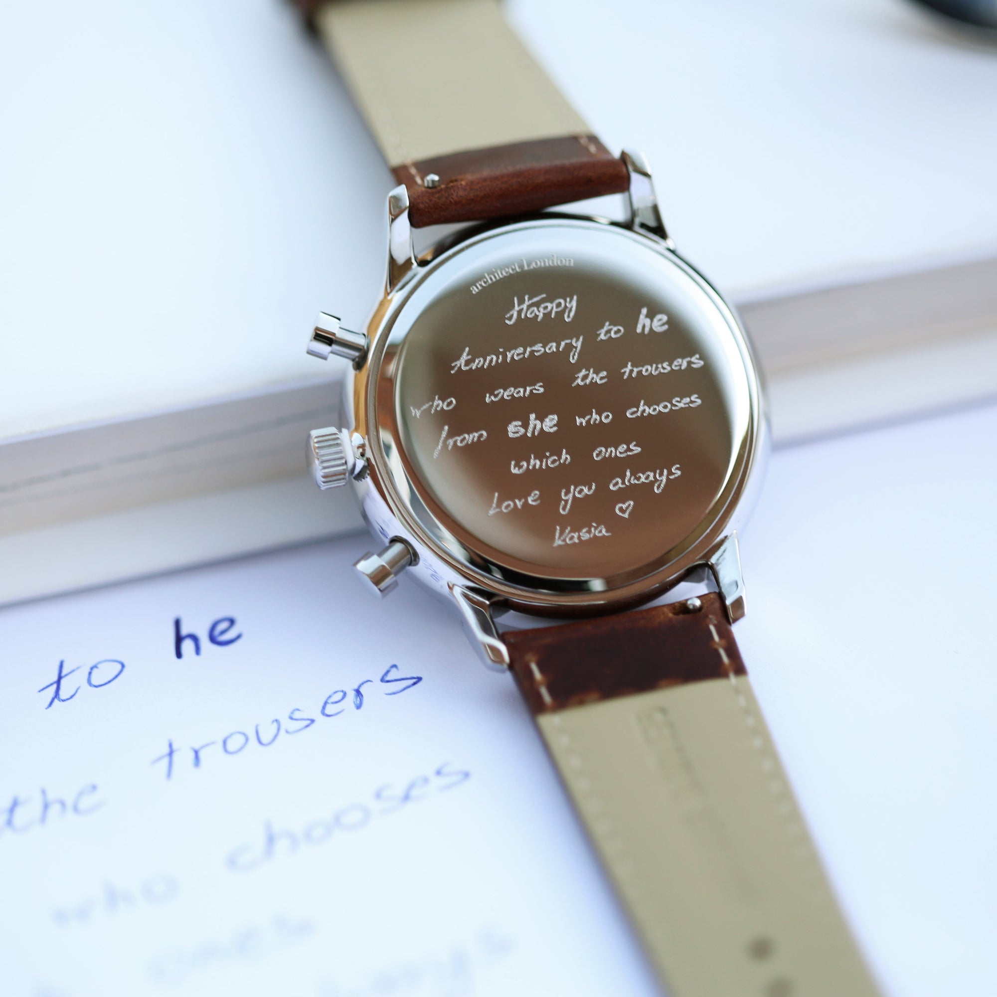 Personalised Handwriting Engraved Men's Architect Motivator Watch