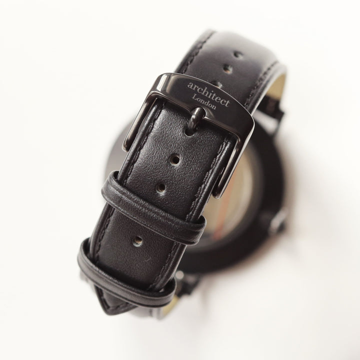 Personalised Handwriting Engraved Men's Minimalist Watch + Jet Black Strap