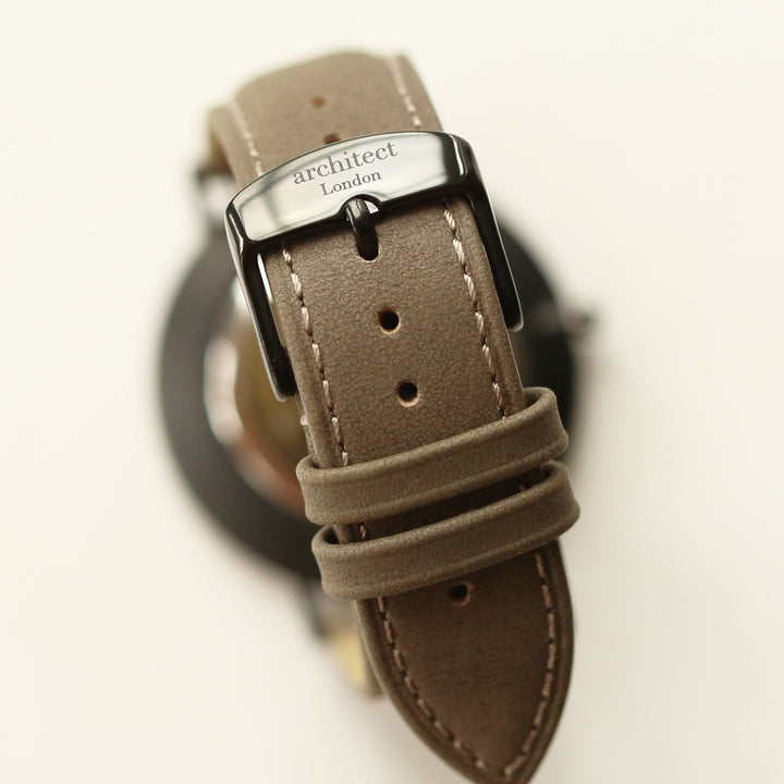 Personalised Handwriting Engraved Men's Minimalist Watch + Urban Grey Strap