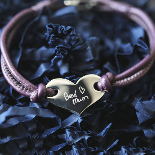 Personalised Handwriting Hearts Forever Bracelet Berry