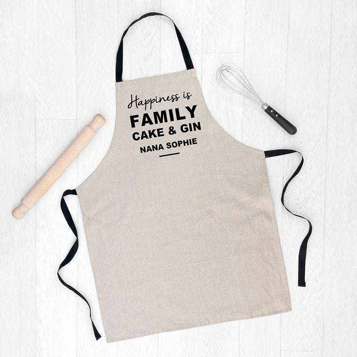 Personalised 'Happiness is' Luxury Linen Apron