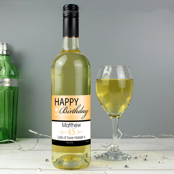 Personalised Happy Birthday White Wine