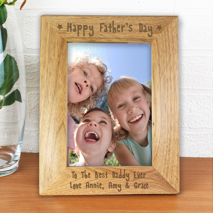 Personalised Happy Father's Day 5x7 Wooden Photo Frame