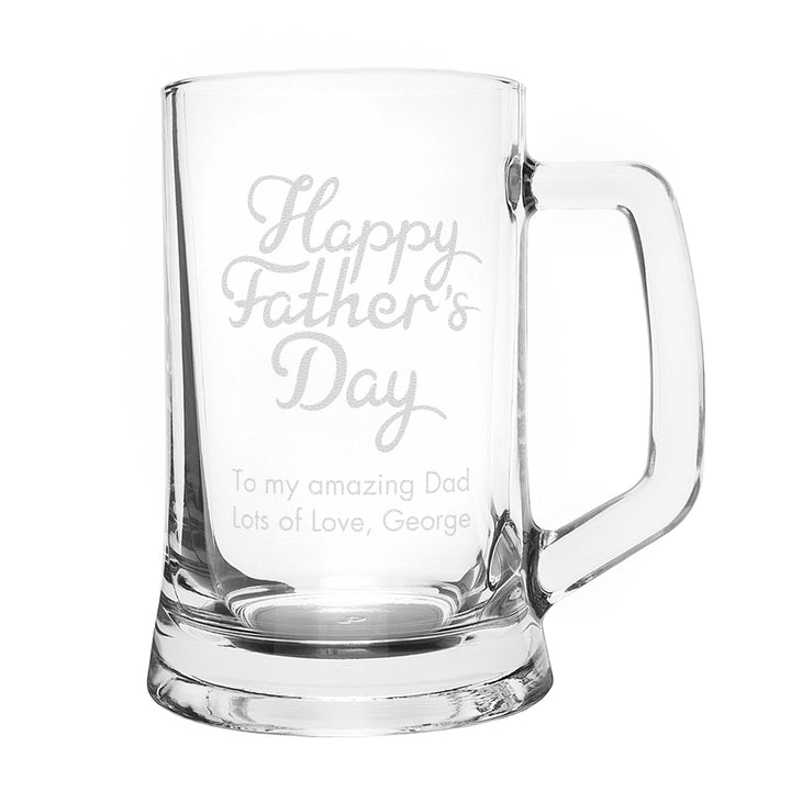 Personalised Happy Father's Day Glass Pint Stern Tankard