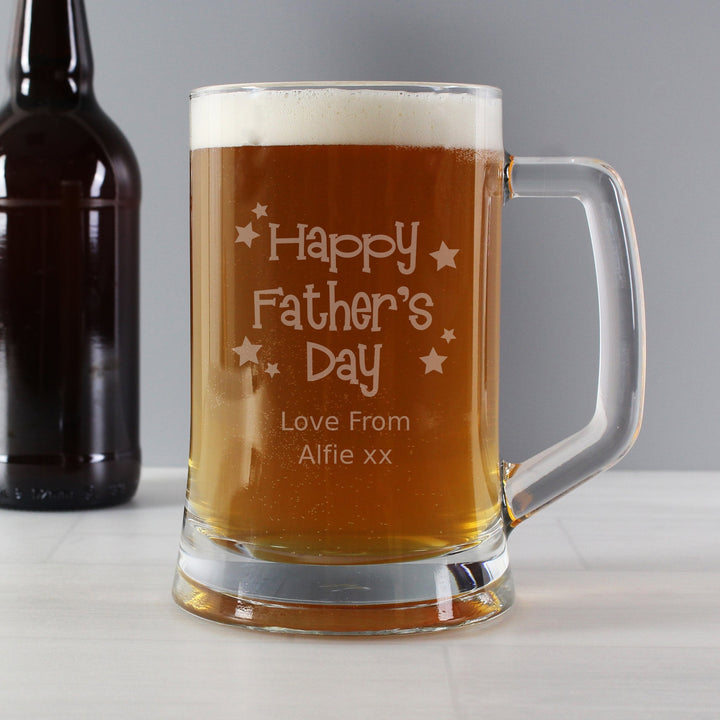 Personalised Happy Father's Day Stars Pint Stern Tankard