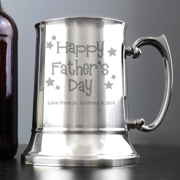 Personalised Happy Father's Day Stars Stainless Steel Tankard