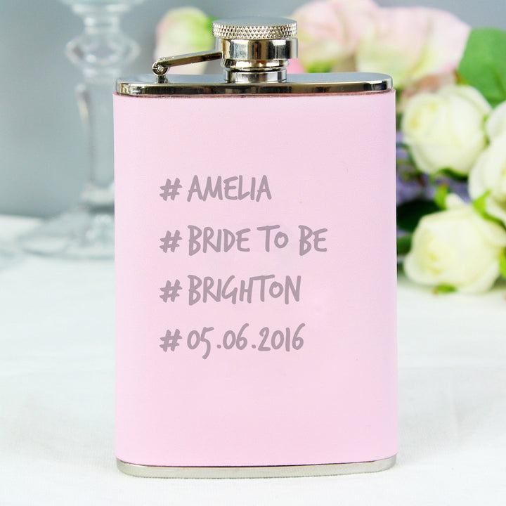 Personalised Hashtag Pink Hip Flask