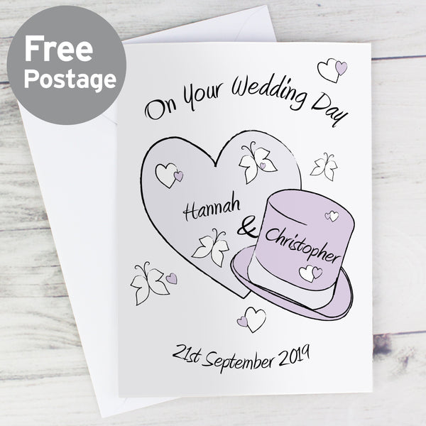 Personalised Heart And Hat Card Butterfly