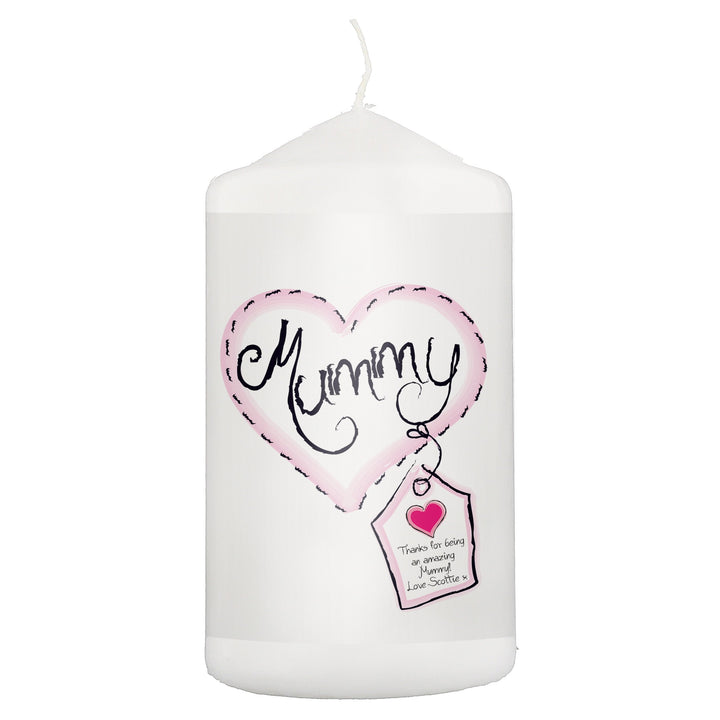Personalised Heart Stitch Mummy Pillar Candle