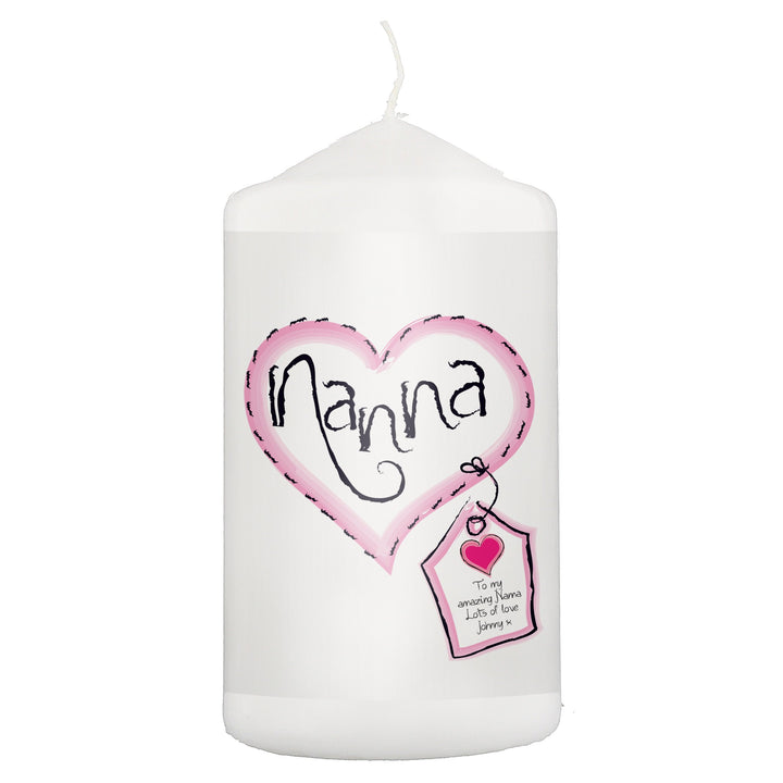 Personalised Heart Stitch Nanna Pillar Candle
