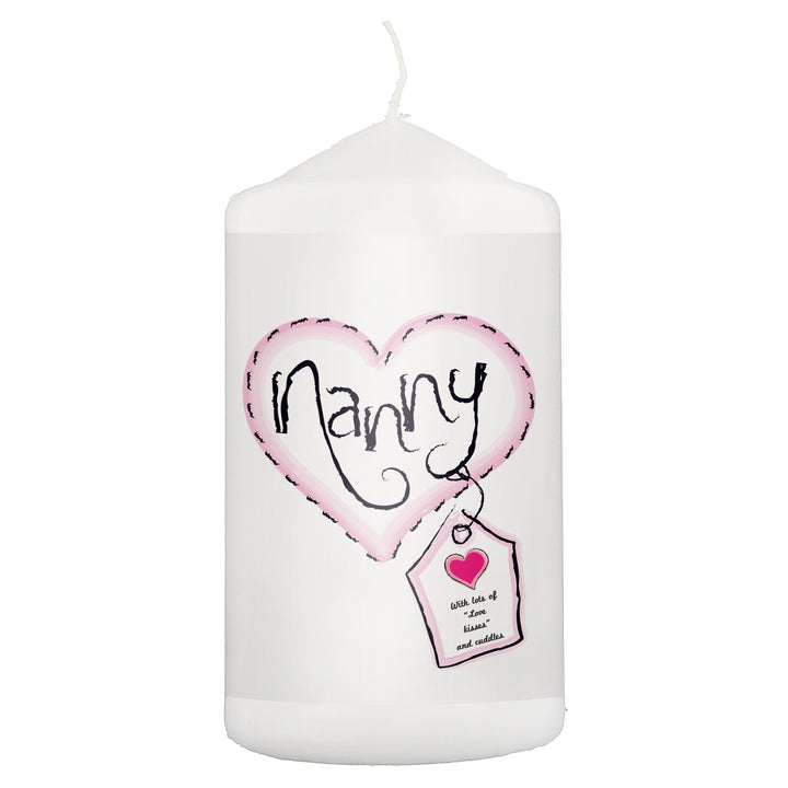 Personalised Heart Stitch Nanny Pillar Candle
