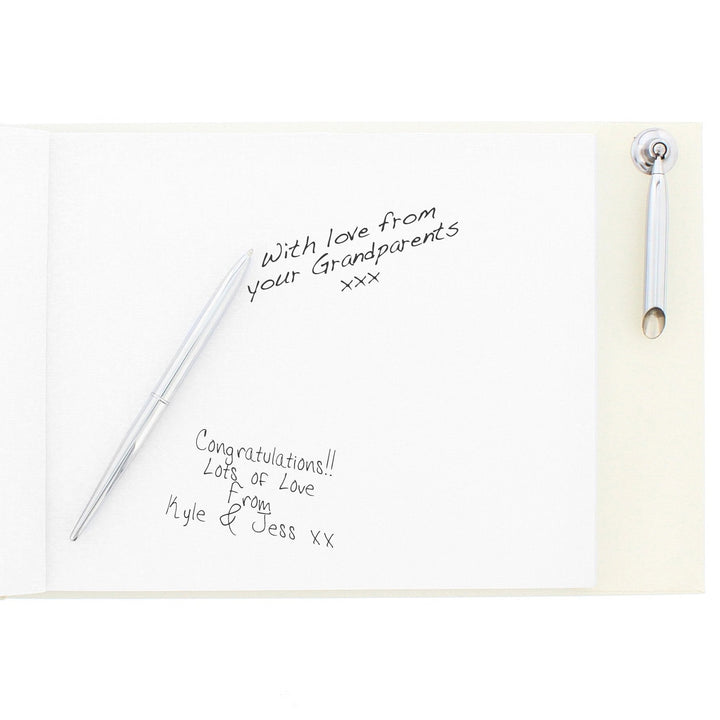 Personalised Hearts Design Hardback Guest Book & Pen