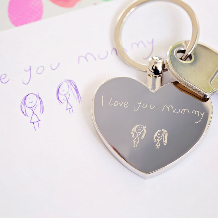Personalised Hearts Forever Keychain With Handwriting Engraving