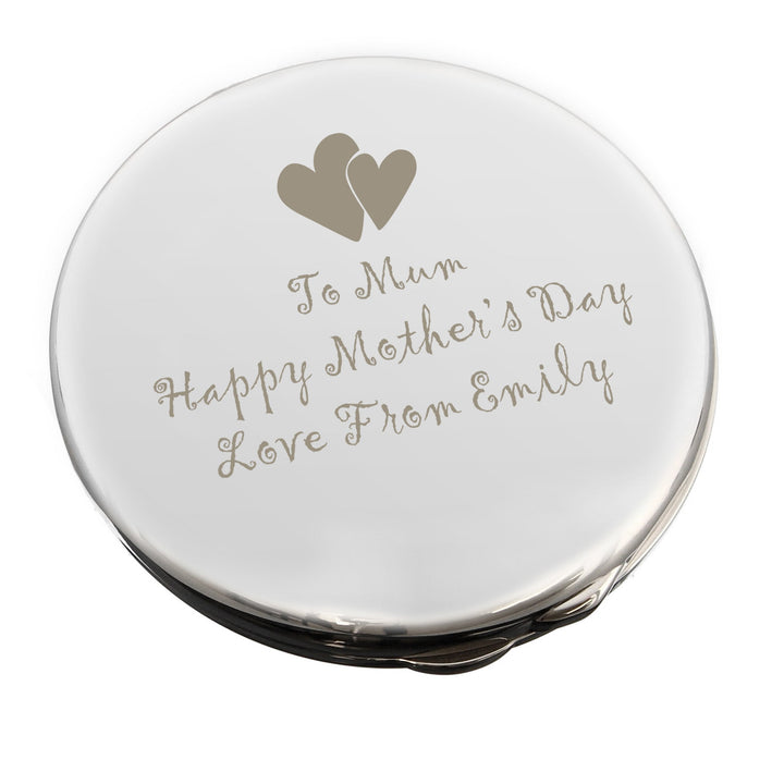 Personalised Hearts Round Compact Mirror