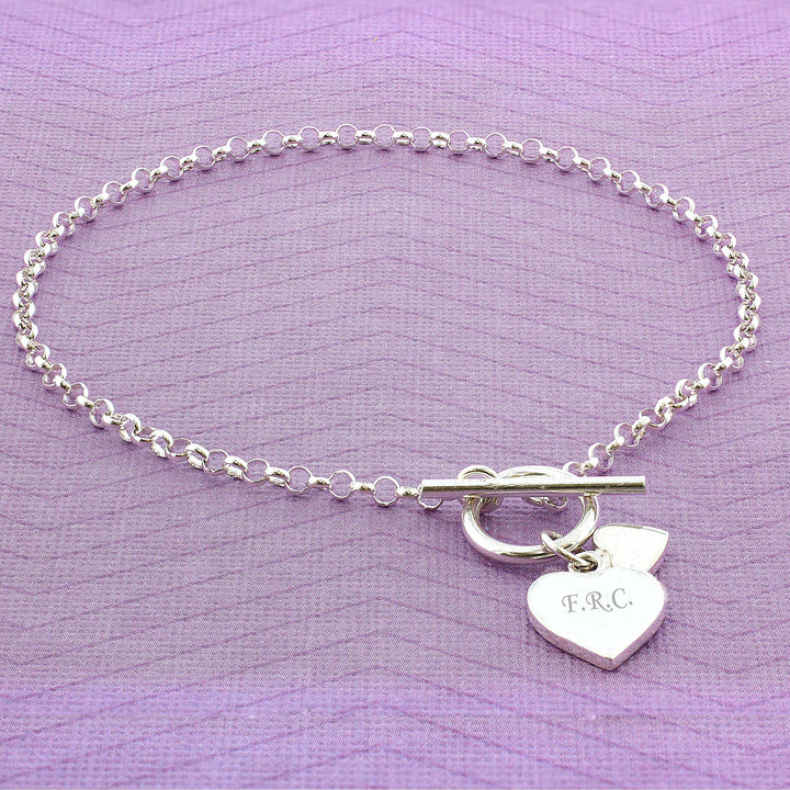 Personalised Hearts T-Bar Bracelet