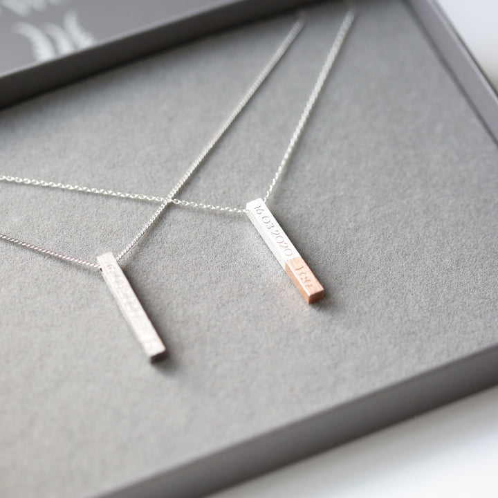 Personalised His & Hers Engraved Brushed Necklaces
