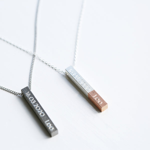 Personalised His & Hers Engraved Brushed Necklaces