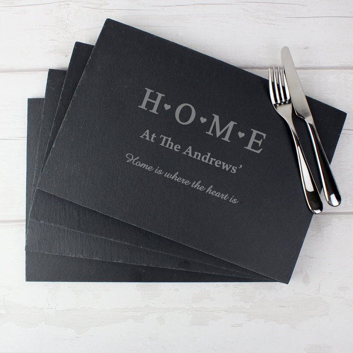 Personalised HOME Slate Rectangle Placemat 4 Pack