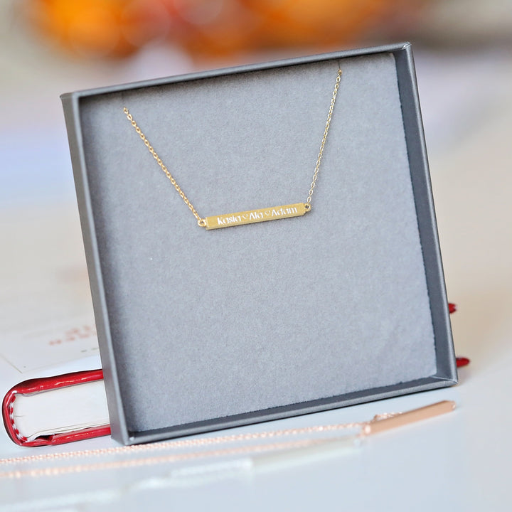 Personalised Horizontal Necklace 18K Gold Plated