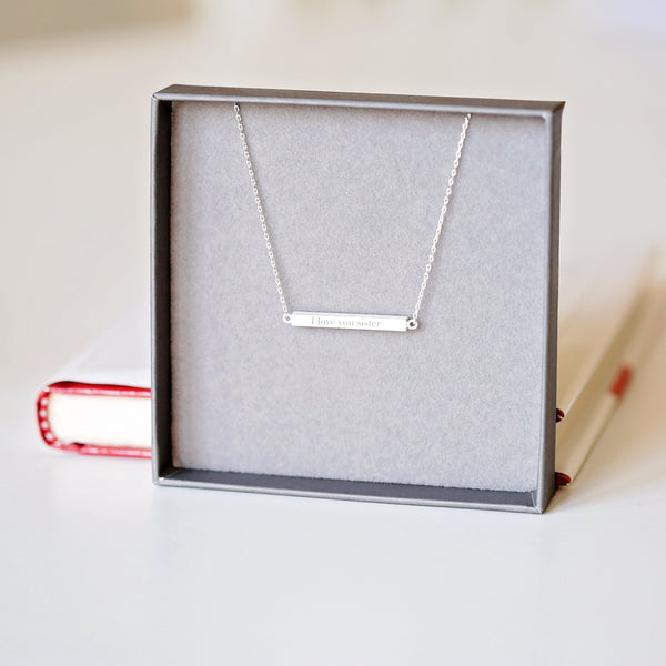 Personalised Horizontal Necklace Silver Silver Plated