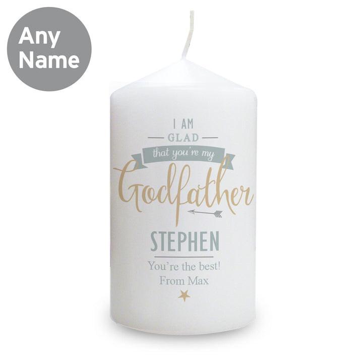 Personalised I Am Glad... Godfather Pillar Candle