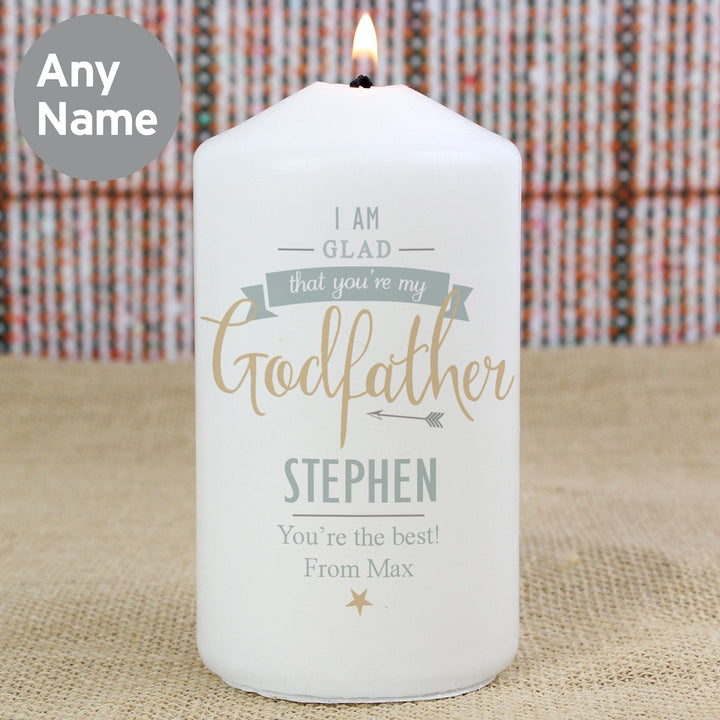 Personalised I Am Glad... Godfather Pillar Candle