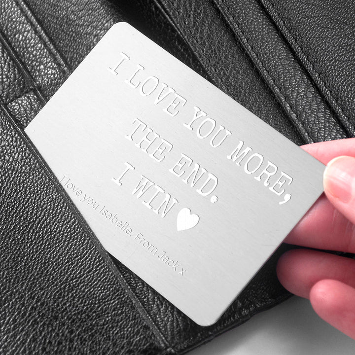 Personalised 'I love you more' Wallet Keepsake