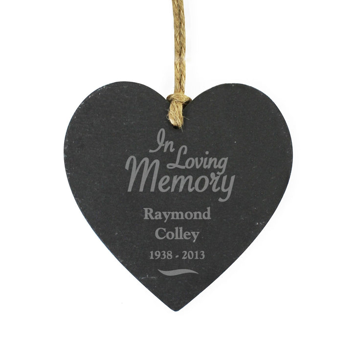 Personalised In Loving Memory Slate Heart Decoration