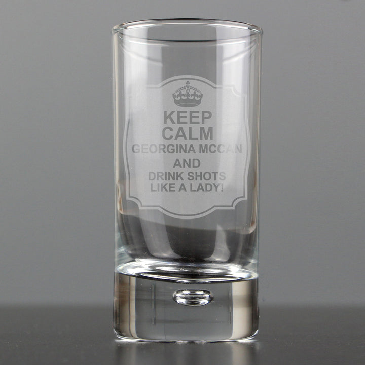 Personalised Keep Calm Bubble Shot Glass