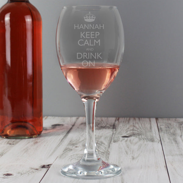 Personalised Keep Calm Engraved Wine Glass