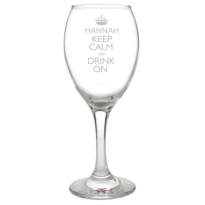 Personalised Keep Calm Engraved Wine Glass