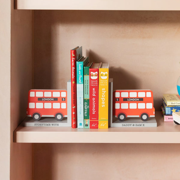 Personalised Kids London Bus Bookends