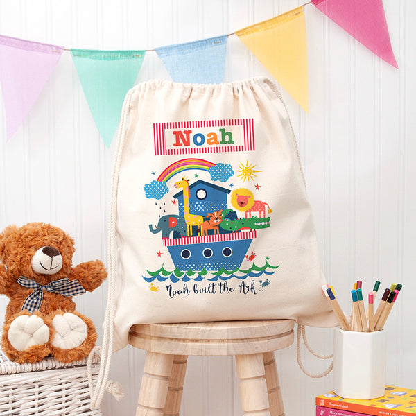 Personalised Kid's Noah's Ark Cotton PE Kit Bag