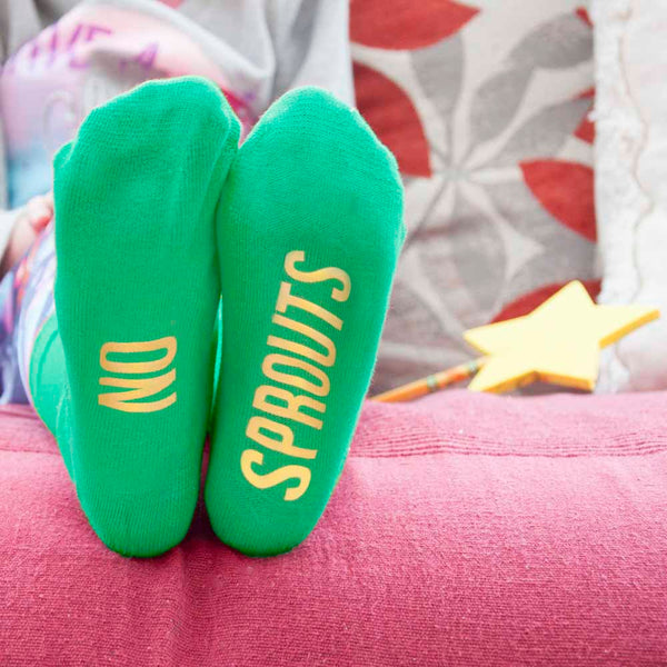 Personalised Kids Sprout Green and Canary Yellow Christmas Day Socks