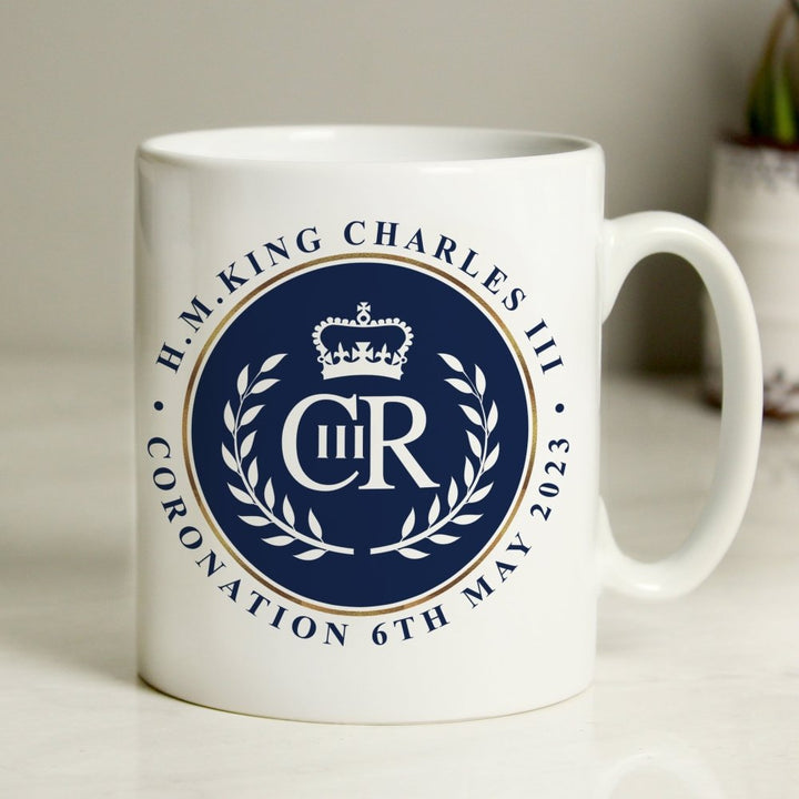 Personalised King Charles Iii Blue Crest Coronation Commemorative Mug - Personalised King Charles III Coronation Commemorative Gifts