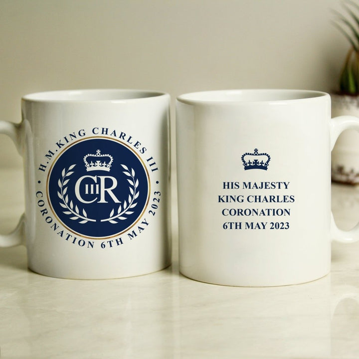 Personalised King Charles Iii Blue Crest Coronation Commemorative Mug - Personalised King Charles III Coronation Commemorative Gifts