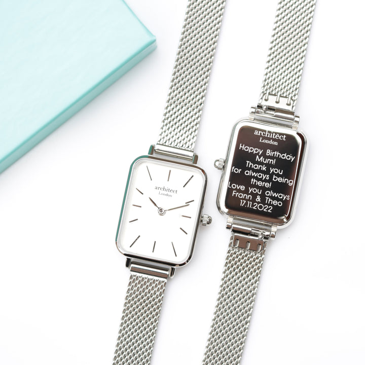 Personalised Ladies Architect Lille Cloud Silver Watch - Modern Font Engraved