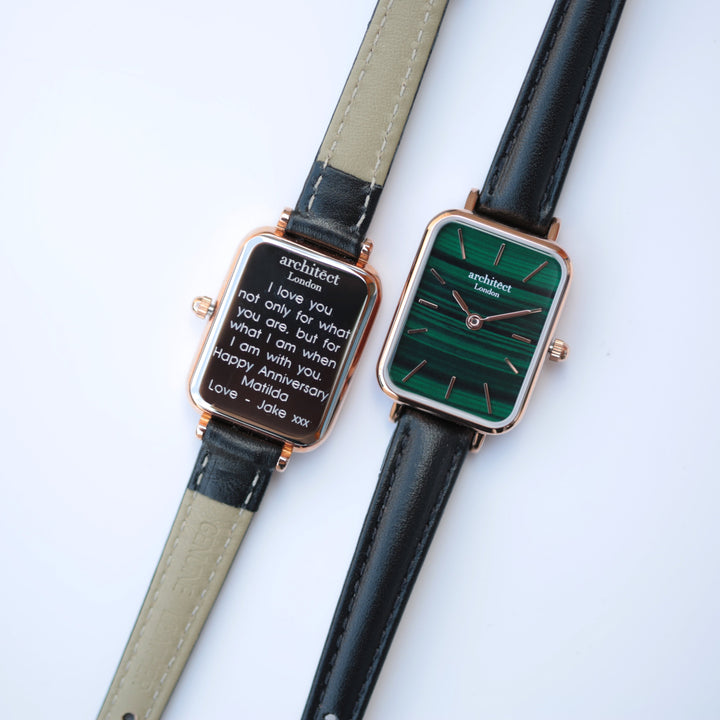Personalised Ladies Architect Lille Pine Green Watch - Modern Font Engraved