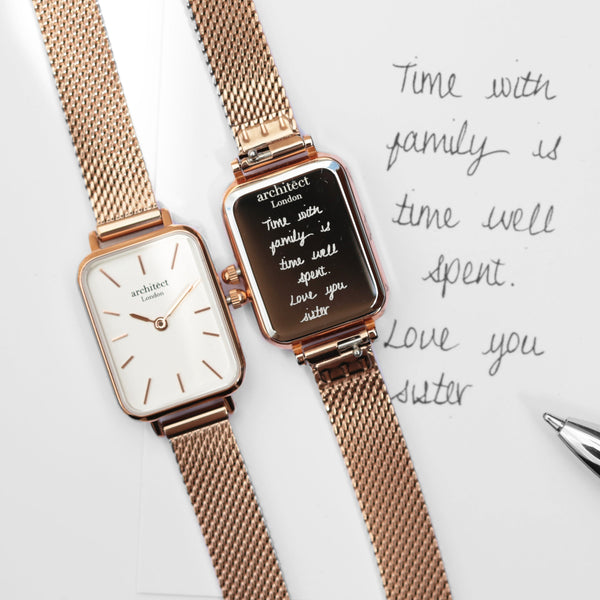 Personalised Ladies Architect Lille Rose Gold Watch - Handwriting Engraved