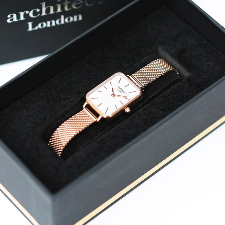 Personalised Ladies Architect Lille Rose Gold Watch - Modern Font Engraved