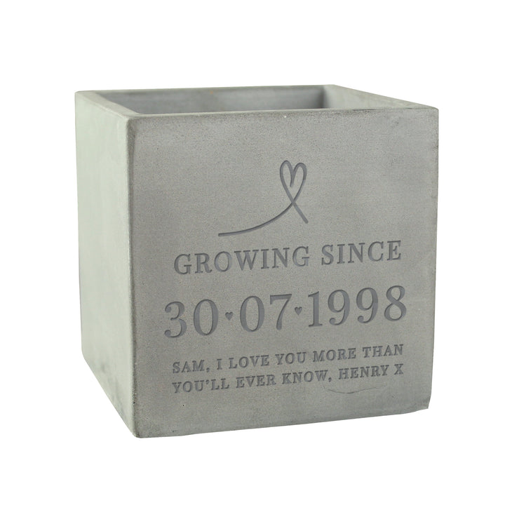 Personalised Large Date Concrete Plant Pot