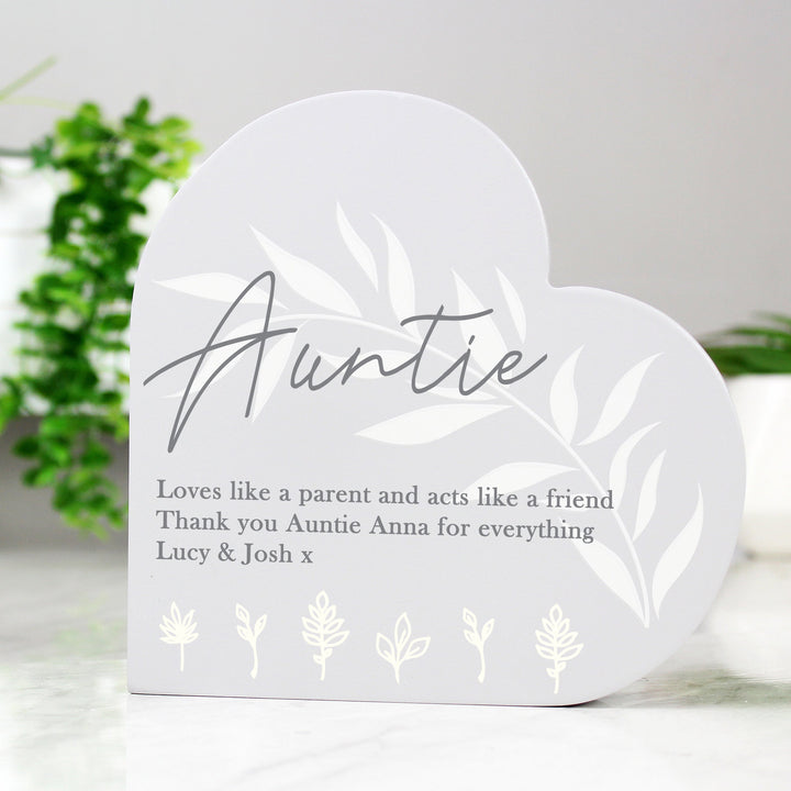 Personalised Leaf Decor Free Standing Heart Ornament