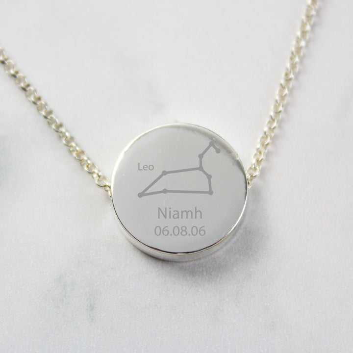 Personalised Leo Zodiac Star Sign Silver Tone Necklace (July 23rd - August 22nd)