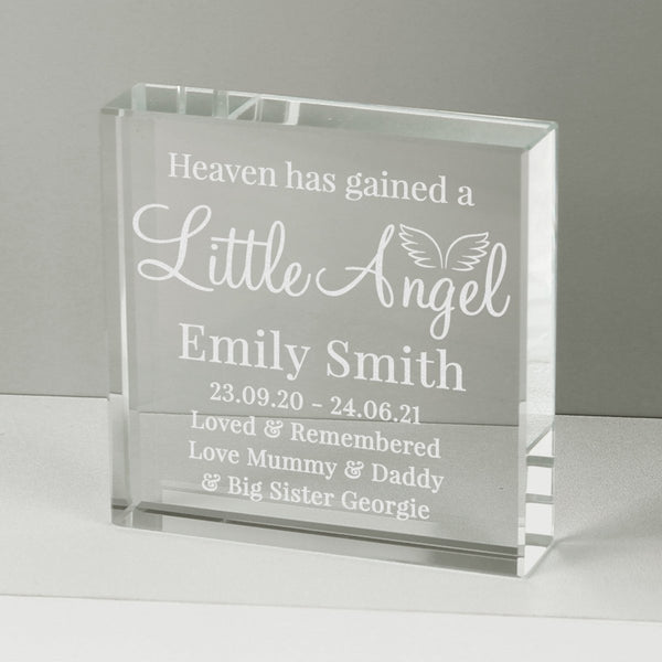 Personalised Little Angel Large Crystal Token - Personalised Paperweights