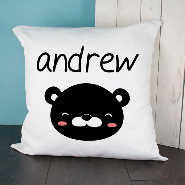 Personalised Little Bear Face Cushion Cover